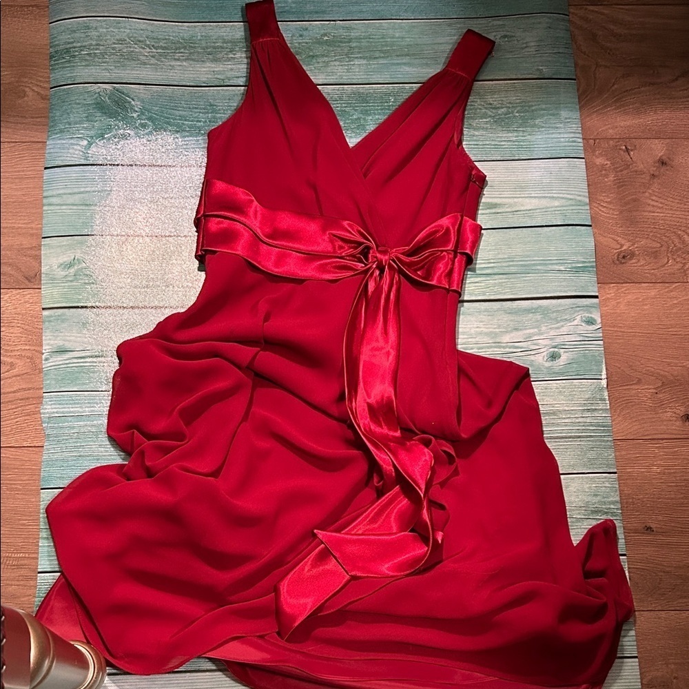 Jones Wear Burgundy High Low Dress - Picture 6 of 6